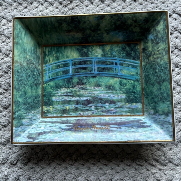Goebel Claude Monet Tray Trinket Water Lily Pond Japanese Bridge Artis Orbis - Picture 1 of 4